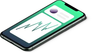 a phone with a data analysis application on the screen